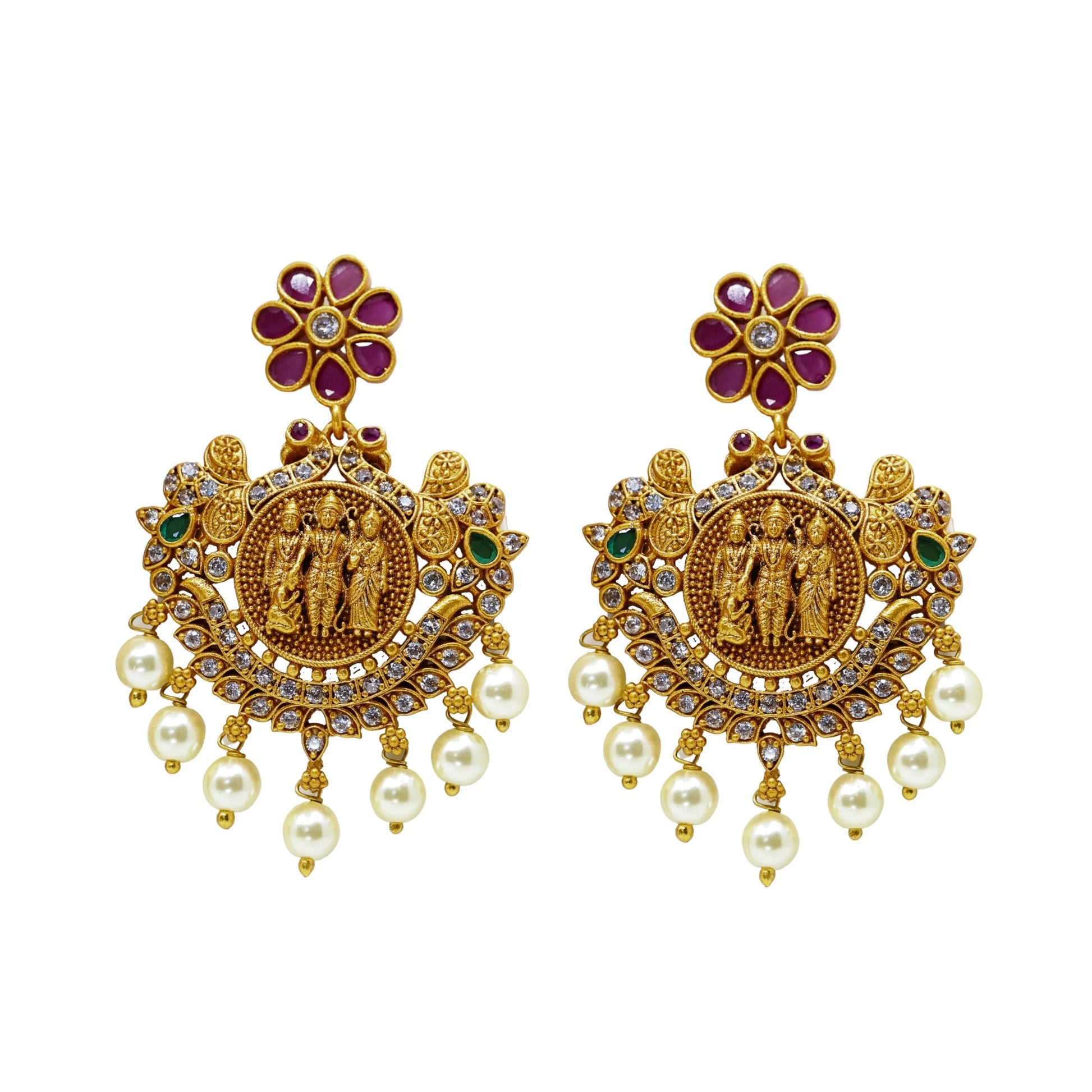 Mythily Antique Gold Plated Short Necklace Set with Ram Sita Coin Design - The Soul Jewellery