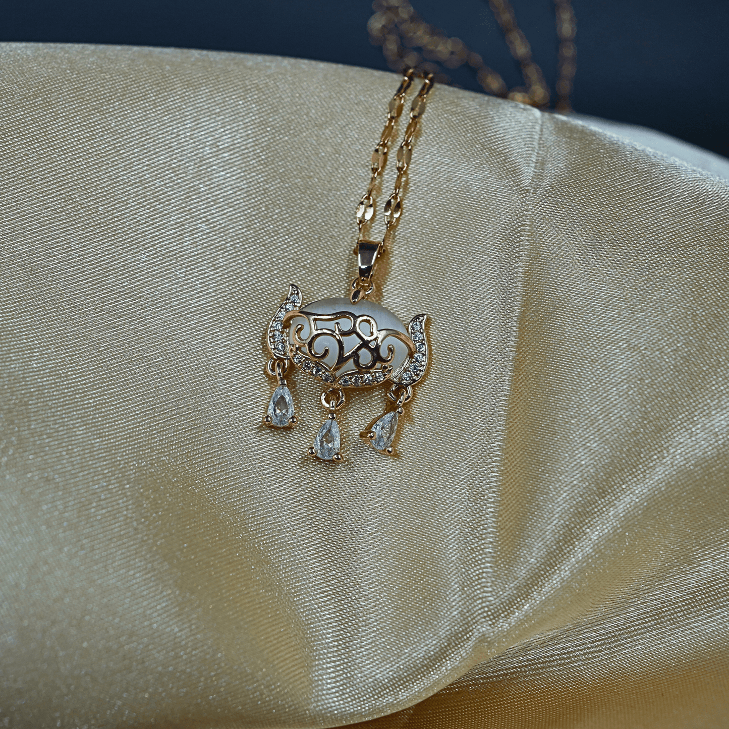 Enchanting Elegance: 18K Gold - Plated White Stone Necklace with CZ - Studded Pendant ATCP102 - The Soul Jewellery