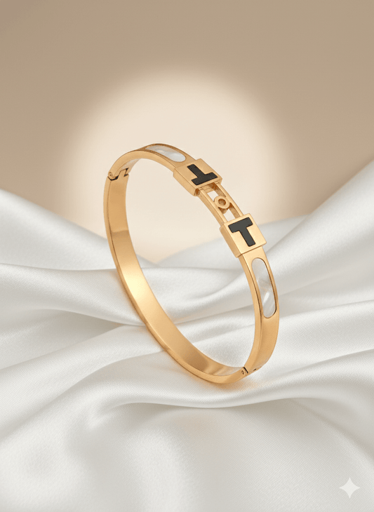 AURÉLIA NOIR LUXE Demi-Fine Rose Gold Bangle Bracelet for Men and Women - The Soul Jewellery