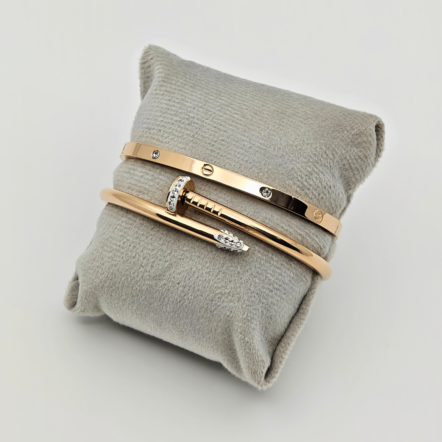 Refined Radiance: Dual 18K Gold Plated Bangles with Elegant Crystal Embellishments RGB212 - The Soul Jewellery