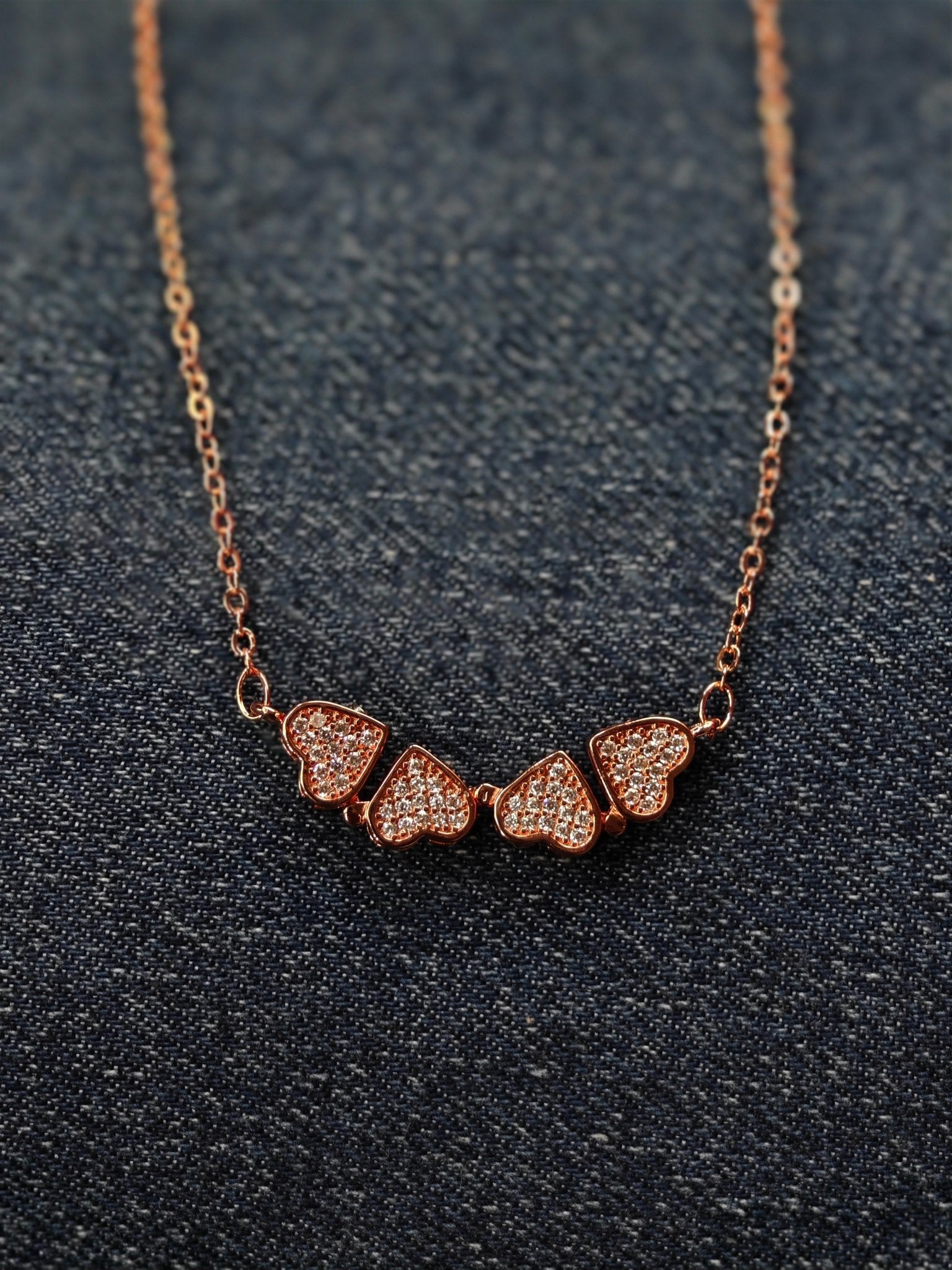 18K Rose Gold Plated Necklace with Clover Pendant RGCP112 - The Soul Jewellery