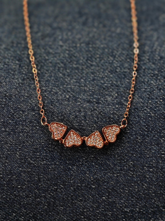 18K Rose Gold Plated Necklace with Clover Pendant RGCP112 - The Soul Jewellery