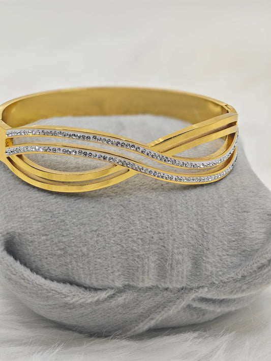 Elegant 18K Gold - Plated Crossover Bracelet for Women with Sparkling Zircon Stones RGB525 - The Soul Jewellery