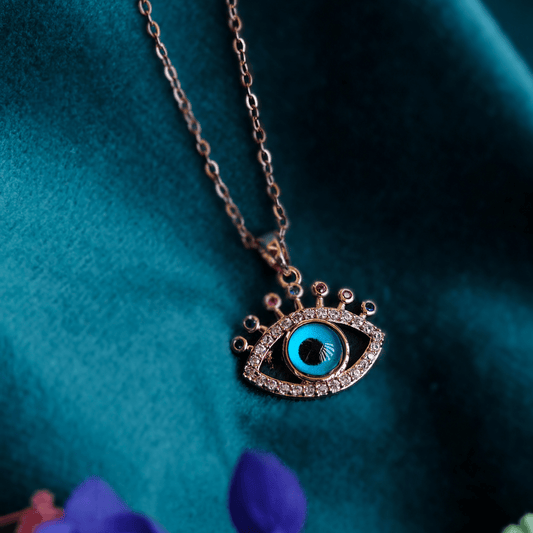 Anti Tarnish Evil Eye Pendant Necklace Rose Gold Stainless Steel RGCP135 - The Soul Jewellery