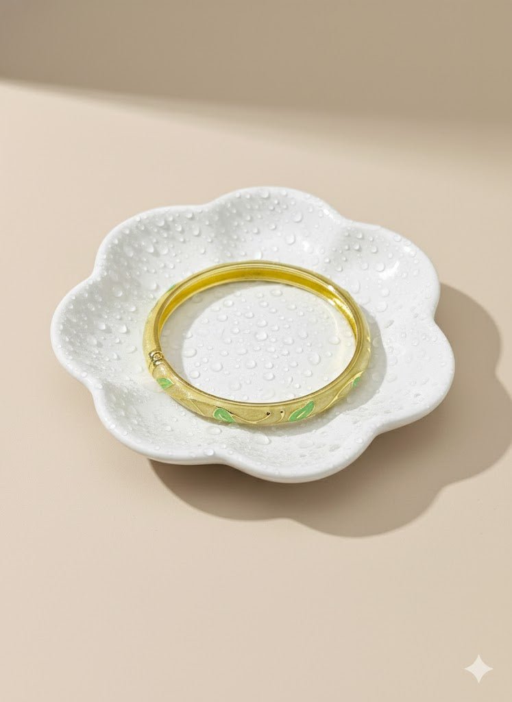 Aurelia 6 Leaf - Bloom 18K Yellow Gold plated Demi - Fine Anti - Tarnish Enamel Kada Bracelet for Women - The Soul Jewellery