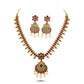 Saroja Antique Matte Gold Plated Short Necklace Set with Floral Design - The Soul Jewellery