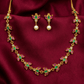 Royal Lotus Heritage™ Traditional Temple Necklace Set for Women – Gold Plated South Indian Floral Design with Ruby Green Stones & Pearl Drop Earrings - The Soul Jewellery