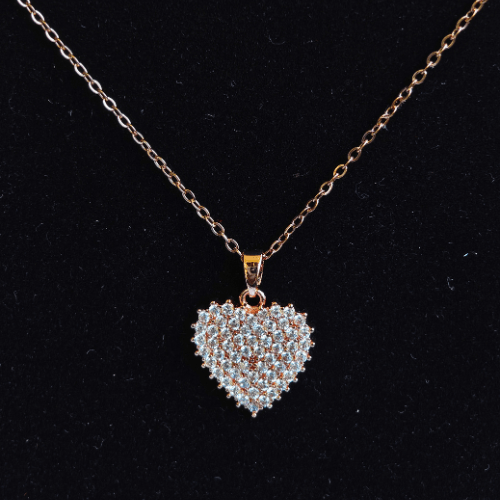 Crystal Heart Anti Tarnish Rose Gold Plated Pendant Necklace RGCP131 - The Soul Jewellery