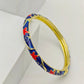Blue Enamel Floral Gold Bracelet for Women – Azure Bloom Aura 6™ Anti - Tarnish Designer Enamel Bangle | Luxury Demi - Fine Kada for Women - The Soul Jewellery