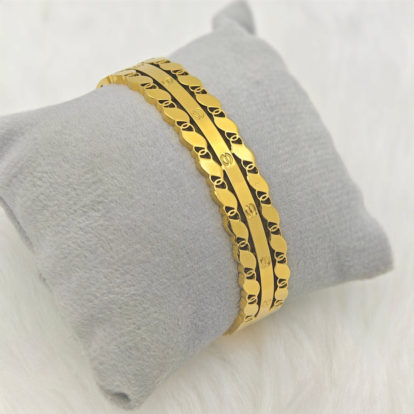 Luxury 18K Gold-Plated Dual Band Kada – Anti-Tarnish Daily Wear Engraved Bracelet for Men & Women - The Soul Jewellery