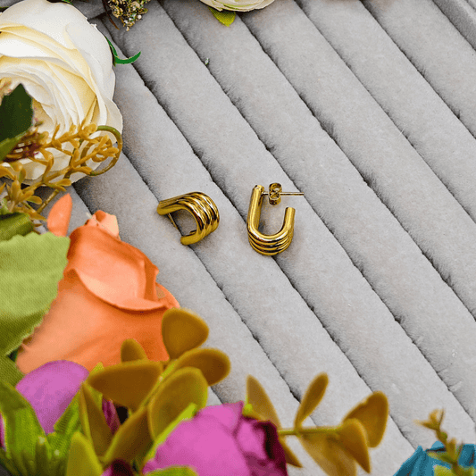 18 K Gold Plated Anti Tarnish Chanky J Hoops Earring ATER122 - The Soul Jewellery