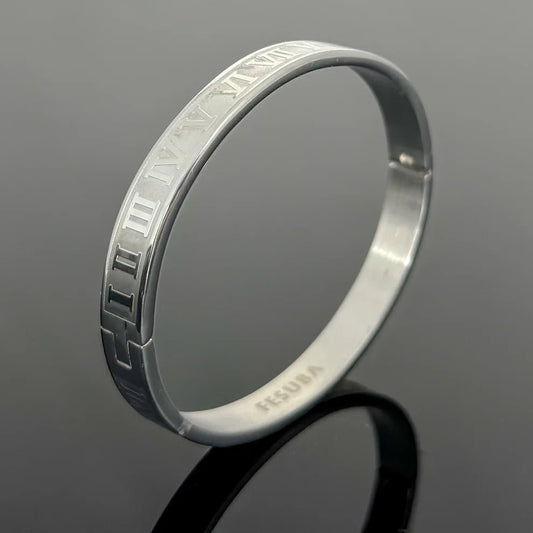 Men’s Roman Numeral Bracelet – Silver Stainless Steel Cuff | AntiTarnish Luxury Minimal Kada for Men - The Soul Jewellery