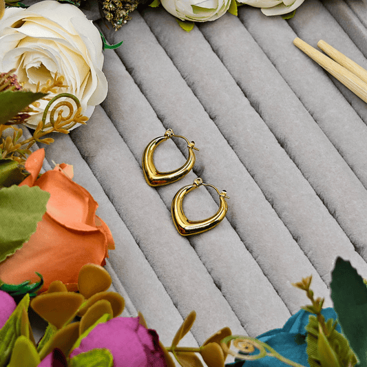 18 K Gold Plated Anti Tarnish Triangle Hoops Earring ATER151 - The Soul Jewellery