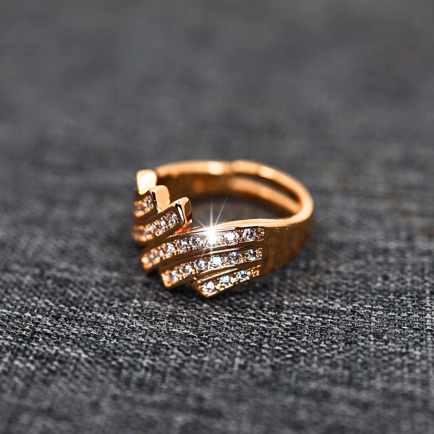 Adeline Cubic Zirconia Studded Anti tarnishing 18 K Rose Gold Plated Ring - The Soul Jewellery