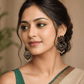 Bird Nest Motif Silver Lookalike Earring with Red and Green Stones and Pearl Drops for Women - The Soul Jewellery