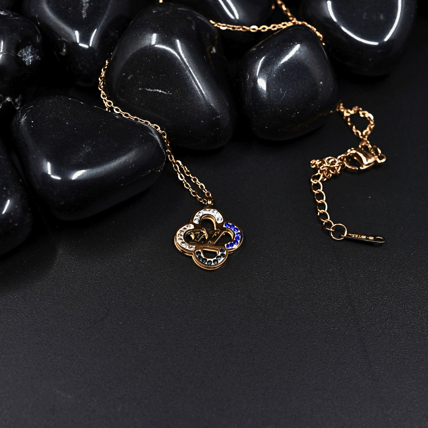 Radiant Clover: 18K Gold Anti - Tarnish Necklace and Earring Set ATCP143 - The Soul Jewellery