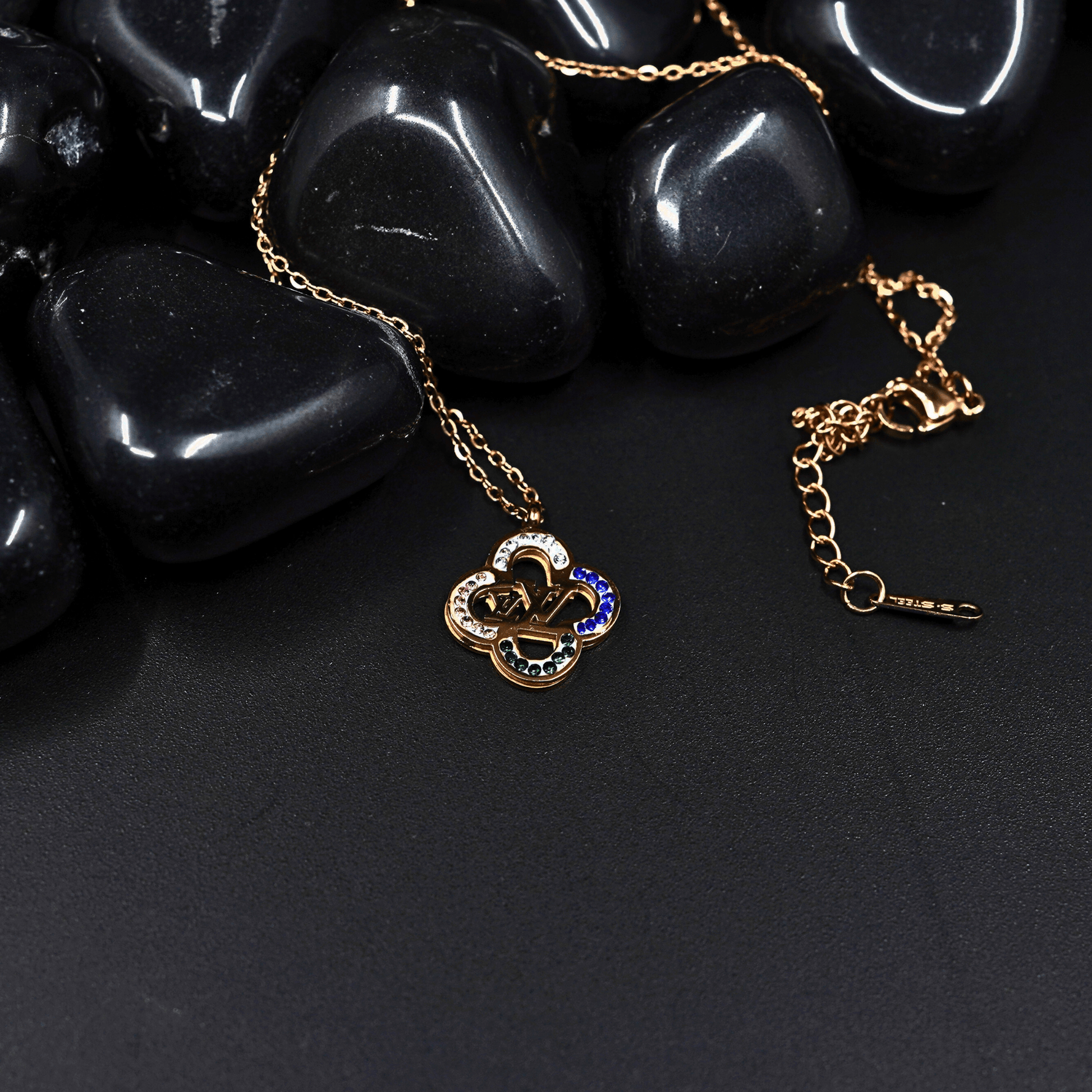 Radiant Clover: 18K Gold Anti - Tarnish Necklace and Earring Set ATCP143 - The Soul Jewellery