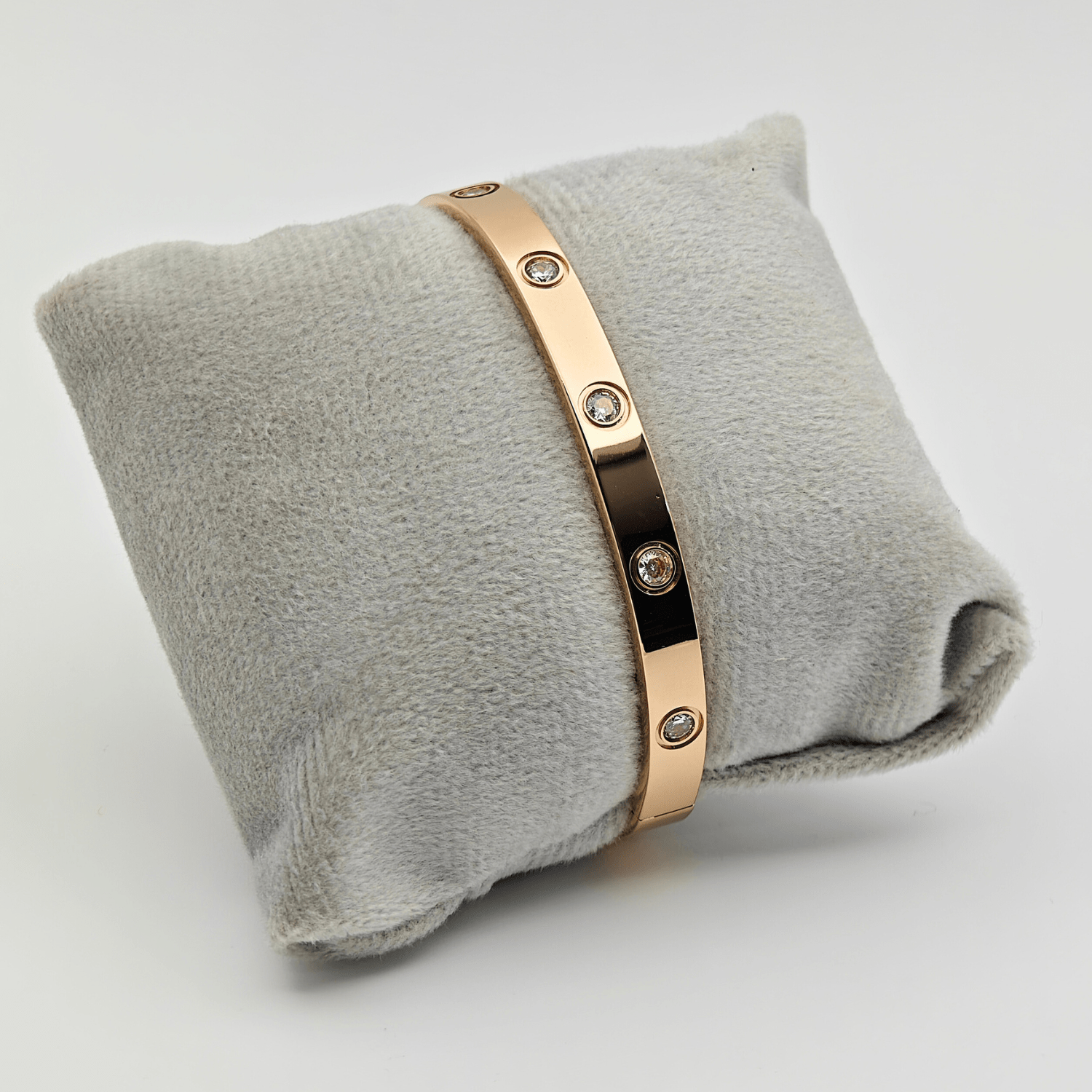 Sleek Elegance: 18K Rose Gold Plated Bangle with Crystal Accents RGB209 - The Soul Jewellery