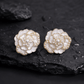 White Floral Pearl Stud Earrings for Women – Gold-Tone Layered Flower Demi Fine Earrings - Soul Jewellery
