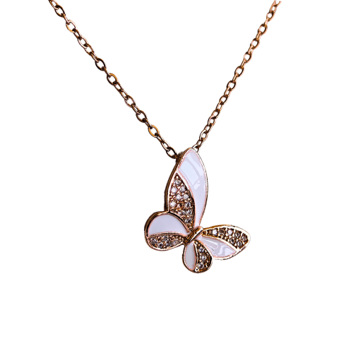 Dazzling Butterfly Anti Tarnish 18 K Rose Gold Plated Pendant Necklace Rose Gold RGCP126 - The Soul Jewellery