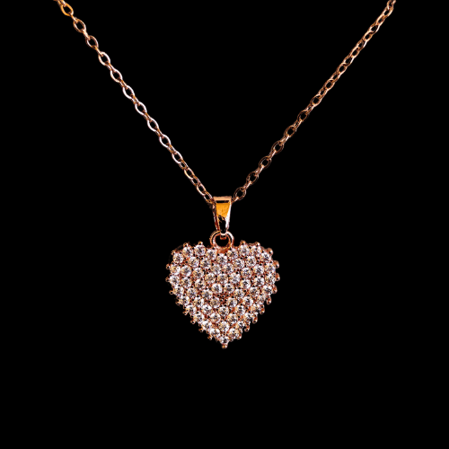 Crystal Heart Anti Tarnish Rose Gold Plated Pendant Necklace RGCP131 - The Soul Jewellery
