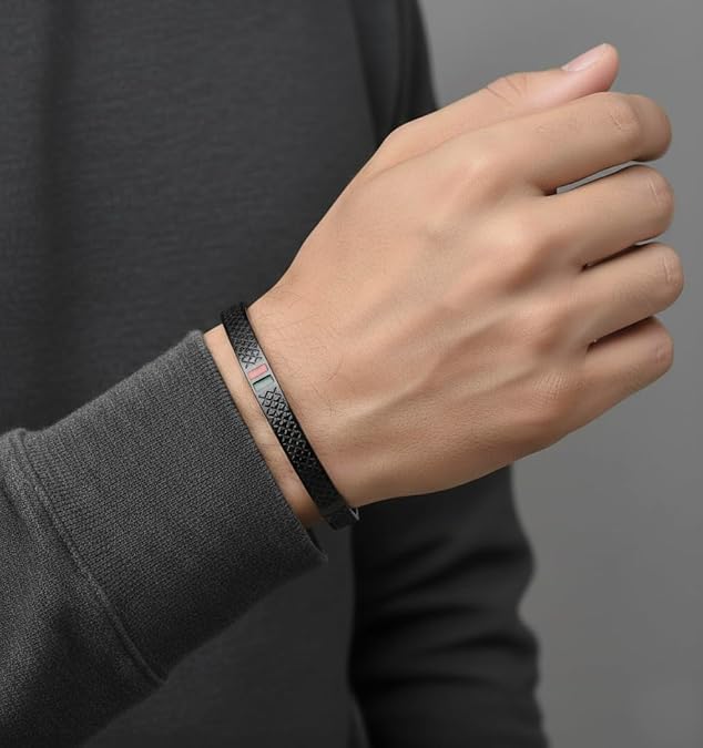 Urban Edge Aura 27™ Men’s Black Textured Bracelet – Premium Stainless Steel Anti - Tarnish Kada - The Soul Jewellery
