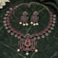 SoulBloom Heritage 6™ Antique Oxidised Temple Jewellery Set | Ruby Stone Necklace with Earrings - Soul Jewellery