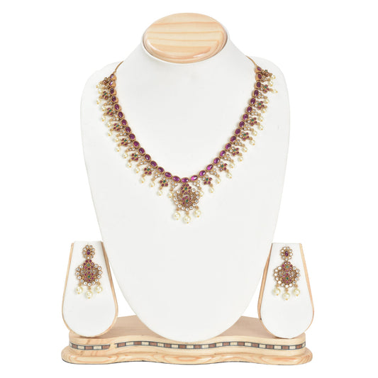 Rahi Antique Gold - Plated Short Necklace & Earring Set - The Soul Jewellery