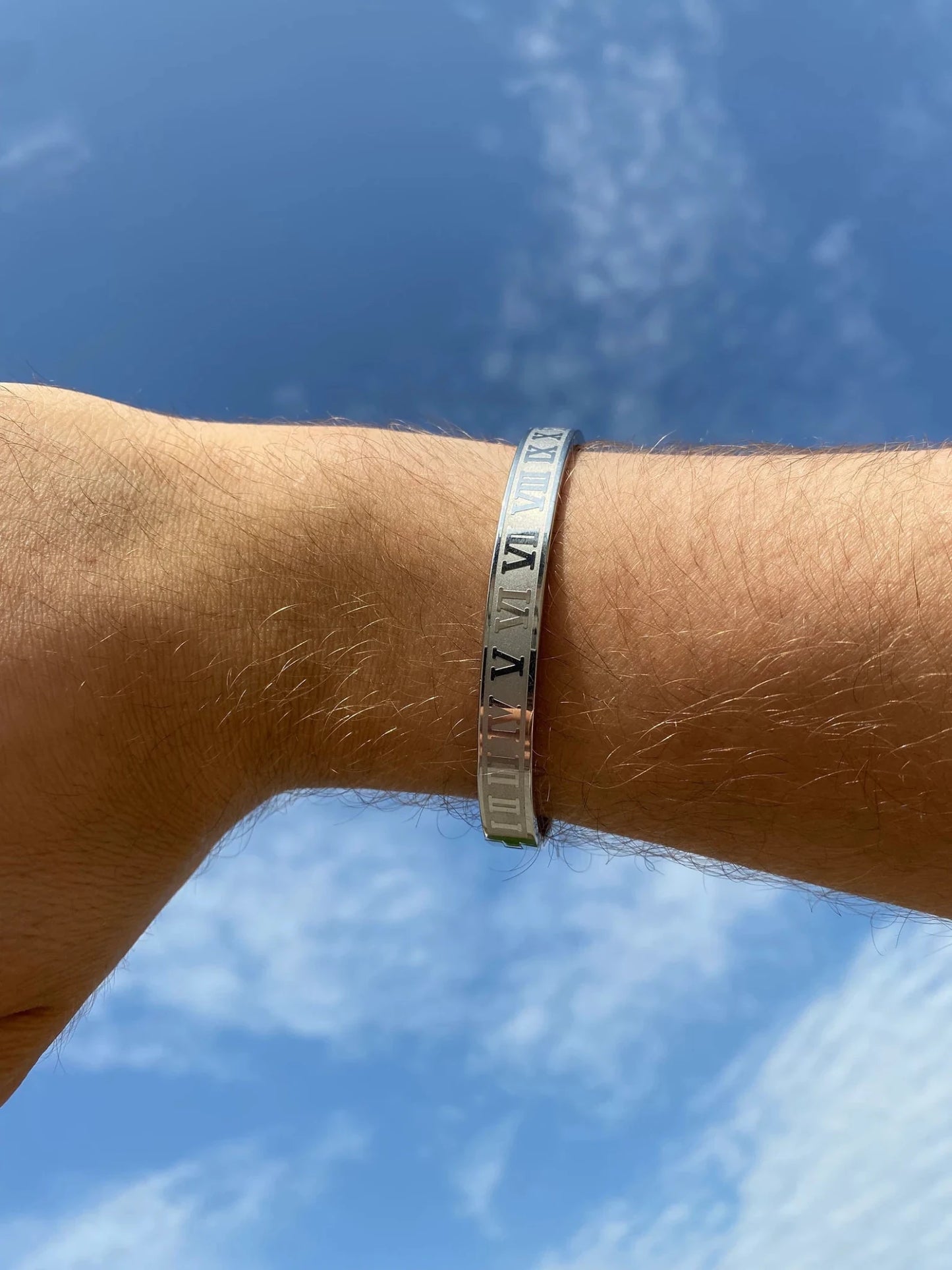 Men’s Roman Numeral Bracelet – Silver Stainless Steel Cuff | AntiTarnish Luxury Minimal Kada for Men - The Soul Jewellery