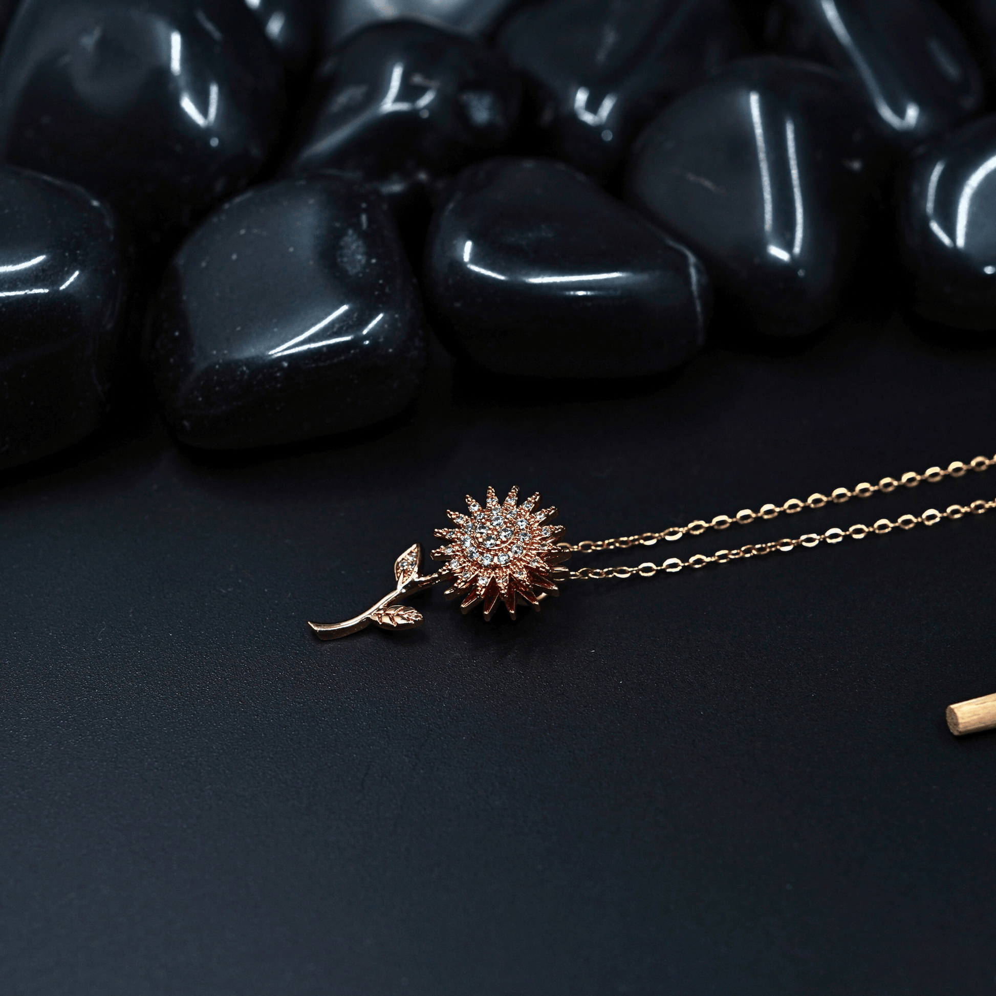 Garden Serenity: 18K Rose Gold Plated Chain Pendant Necklace with Spinner Flower Leaf Pendant ATCP106 - The Soul Jewellery