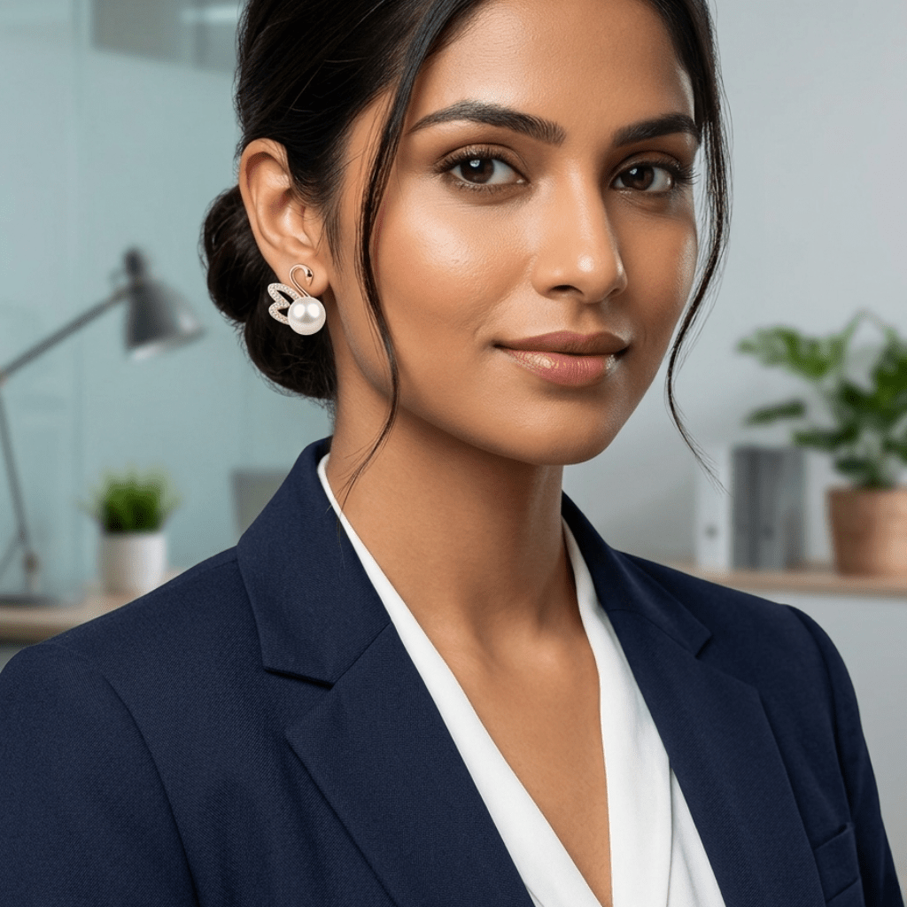 Swan Grace Aura 6™ Gold Plated Pearl Stud Earrings for Women – CZ Swan Design Demi - Fine Luxury Elegant Statement Jewellery - The Soul Jewellery