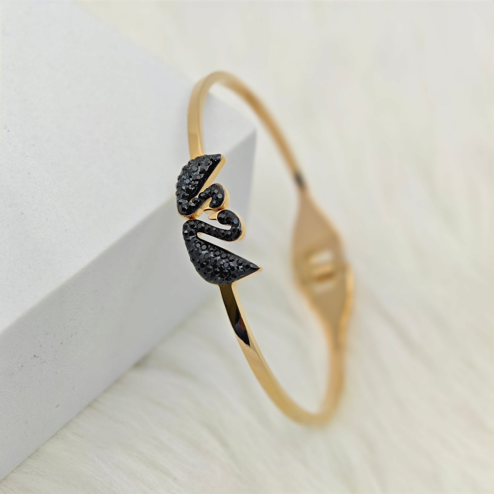18K Rose Gold Black Swan Anti - Tarnish Luxury Bracelet – Attraction Code 111 Collection RGB465 - The Soul Jewellery