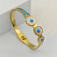 18K Gold-Plated Evil Eye Bracelet – Anti-Tarnish Stainless Steel Bangle - Blue Enamel & MOP accents - The Soul Jewellery
