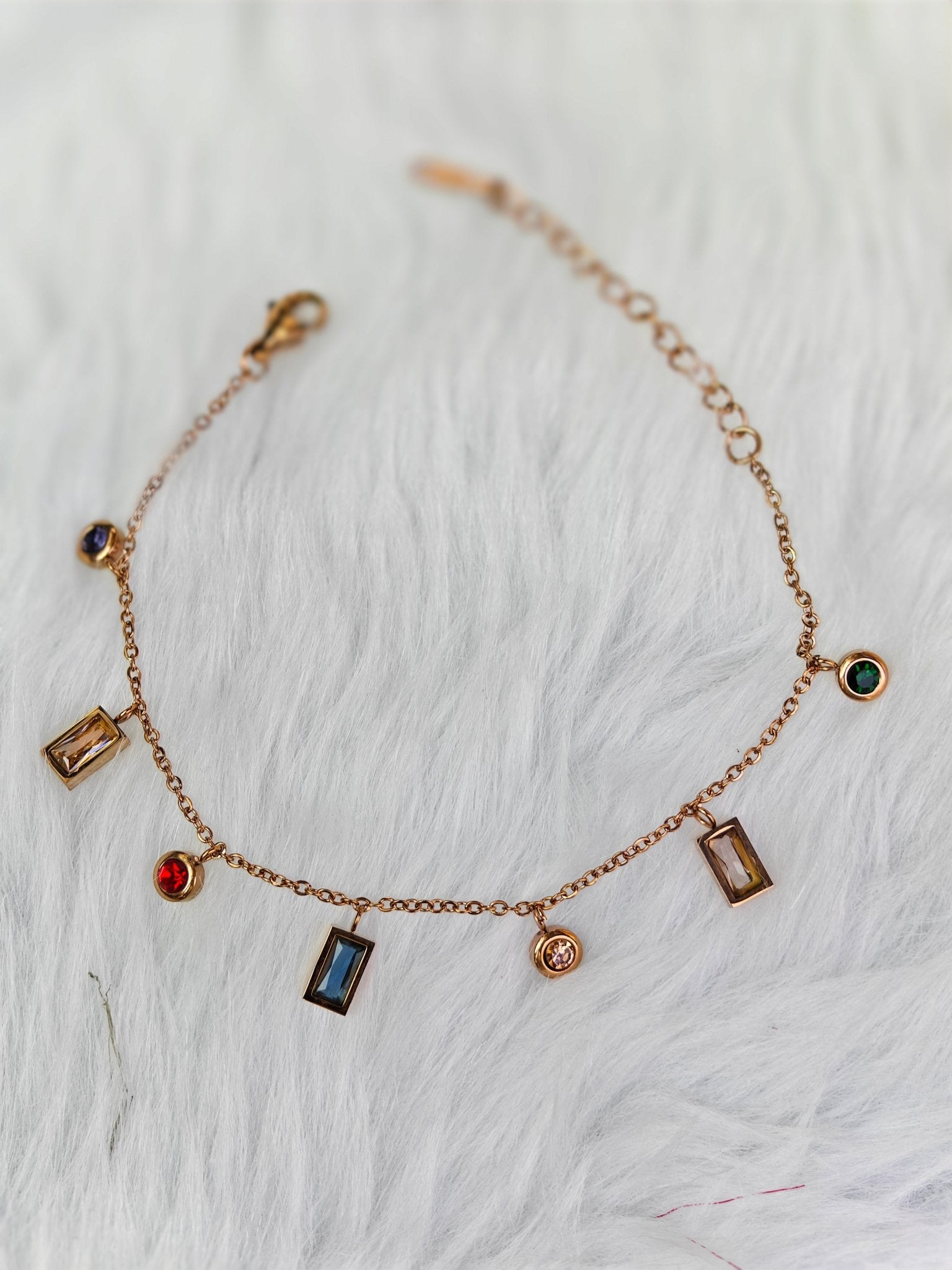 18K Rose Gold Plated Anti Tarnish Stone Fusion Minimal Chain Bracelet RGB184 - The Soul Jewellery