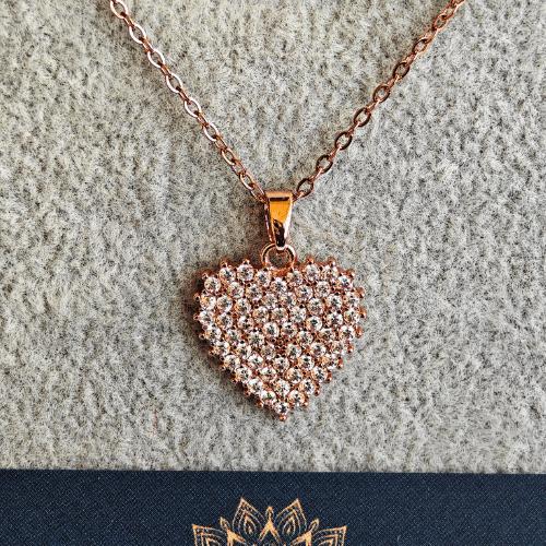 Crystal Heart Anti Tarnish Rose Gold Plated Pendant Necklace RGCP131 - The Soul Jewellery