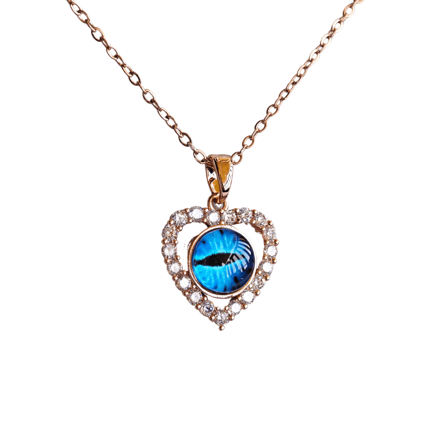 Evil Eye Heart 18K Rose Gold Plated Anti Tarnish Chain Pendant Necklace Set RGCP142 - The Soul Jewellery