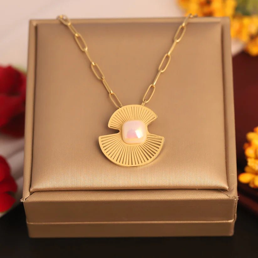 Golden Radiance Aura™ Demi-Fine Pendant Necklace for Women | 18K Gold Plated Chain Pendant - The Soul Jewellery