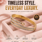 Stunning 18K Gold Plated Triple Row Bangle with Sparkling Crystal Accents Bracelet for Women - The Soul Jewellery