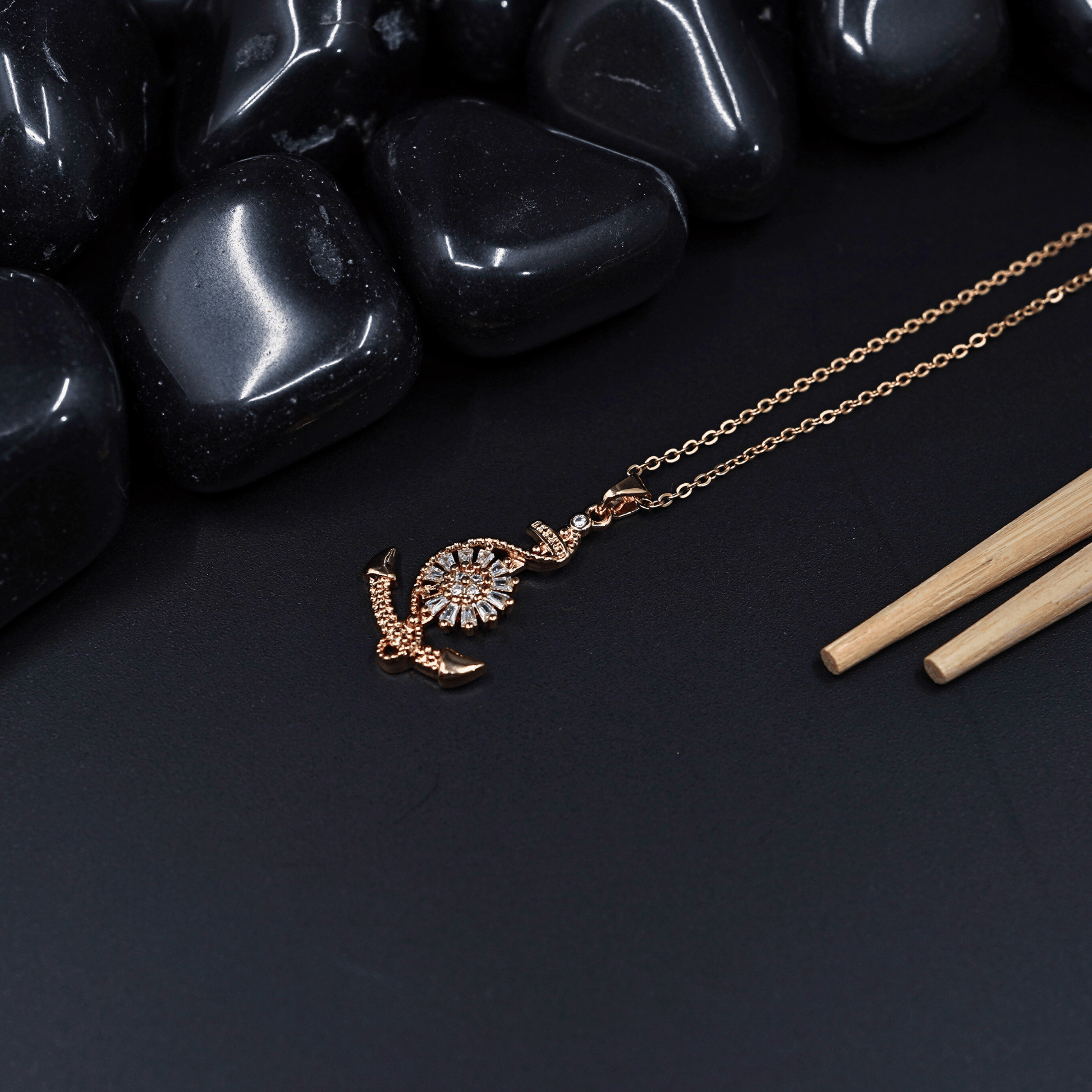 Gilded Blossoms: 18K Gold - Plated CZ Studded Flower Anti tarnish Chain Pendant Necklace ATCP103 - The Soul Jewellery