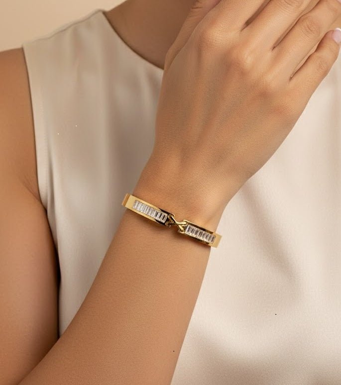 AURÉLIA AMORE LUXE 6™ Celeste Link CZ Radiance Demi fine Kada Bracelet for Women - The Soul Jewellery