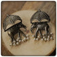 Gajraj Umbrella Oxidised Earrings for Women – Vintage Silver Elephant Pearl Drop Statement Earrings - The Soul Jewellery