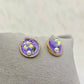 AntiTarnish Purple Enamel Stud Earrings with Pearl & Floral Detailing – Everyday Statement Jewelry - The Soul Jewellery