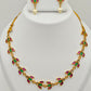 Royal Lotus Heritage™ Traditional Temple Necklace Set for Women – Gold Plated South Indian Floral Design with Ruby Green Stones & Pearl Drop Earrings - The Soul Jewellery