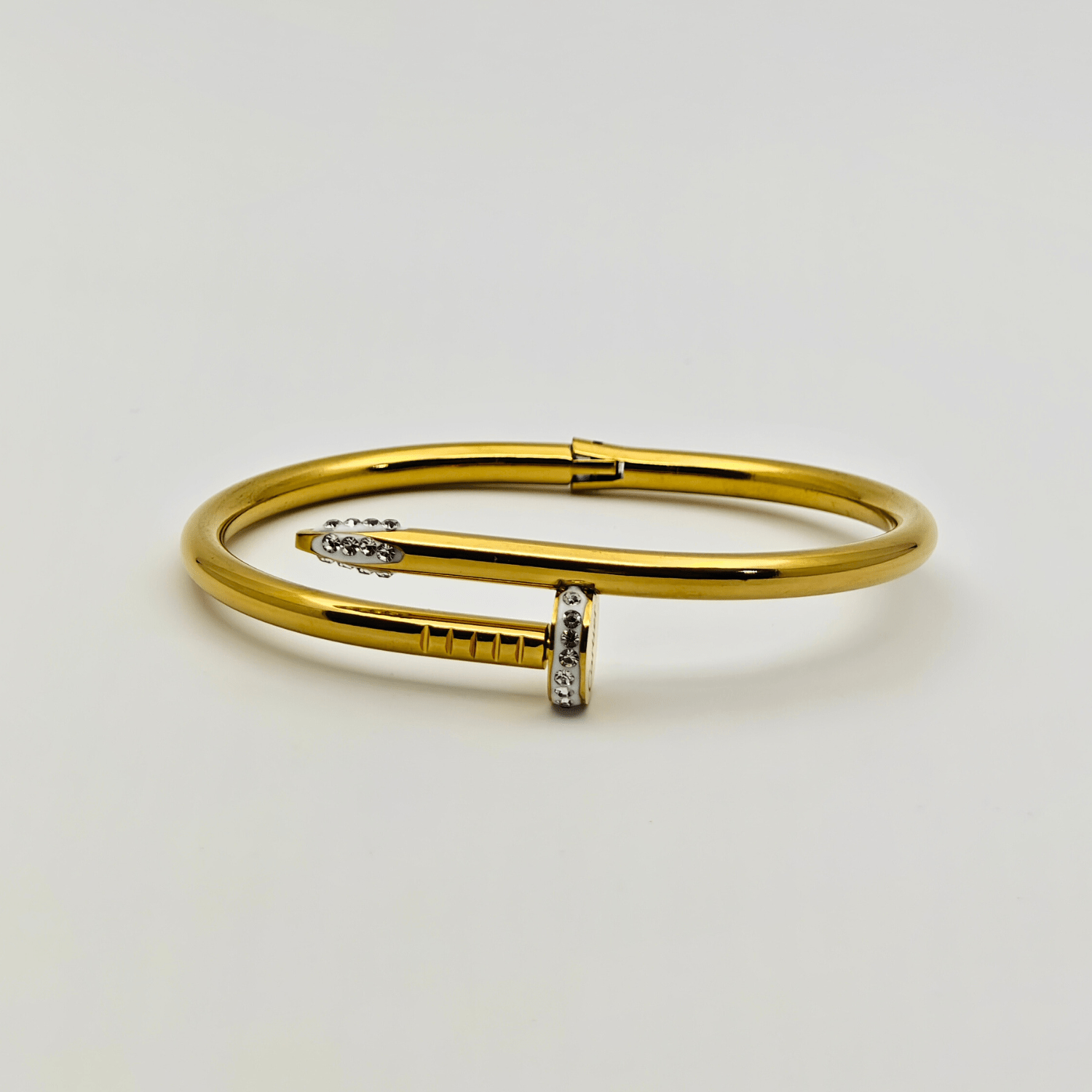 Dual Charm: Duo of 18K Yellow Gold Plated Bangles with Elegant Crystal Details RGB211 - The Soul Jewellery
