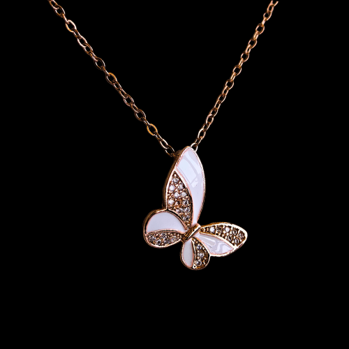 Dazzling Butterfly Anti Tarnish 18 K Rose Gold Plated Pendant Necklace Rose Gold RGCP126 - The Soul Jewellery
