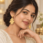 Gold-Tone Stainless Steel Crystal Leaf Drop Earrings for Women | Elegant Statement Dangle Earrings - Soul Jewellery