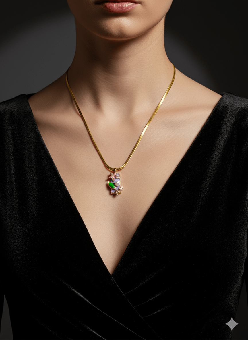 8 Aura Bloom Floral Pearl Pendant – Anti - Tarnish Gold Chain | Hypoallergenic Stainless Steel Necklace - The Soul Jewellery