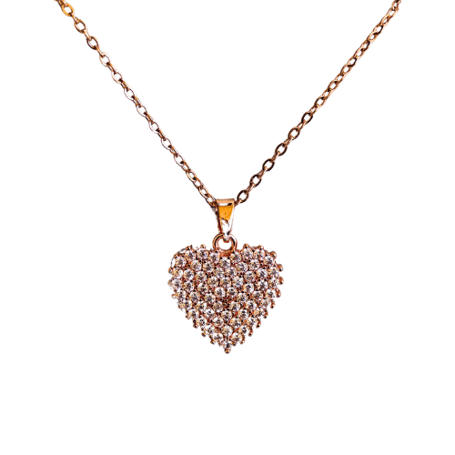 Crystal Heart Anti Tarnish Rose Gold Plated Pendant Necklace RGCP131 - The Soul Jewellery