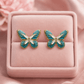 Turquoise Blue Butterfly Stud Earrings for Women – Gold-Tone Enamel Butterfly Earrings - Soul Jewellery
