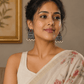 Oxidised Camel Pearl Earrings for Women | Antique Silver Replica Tribal Earrings with Ruby Red Stone - The Soul Jewellery